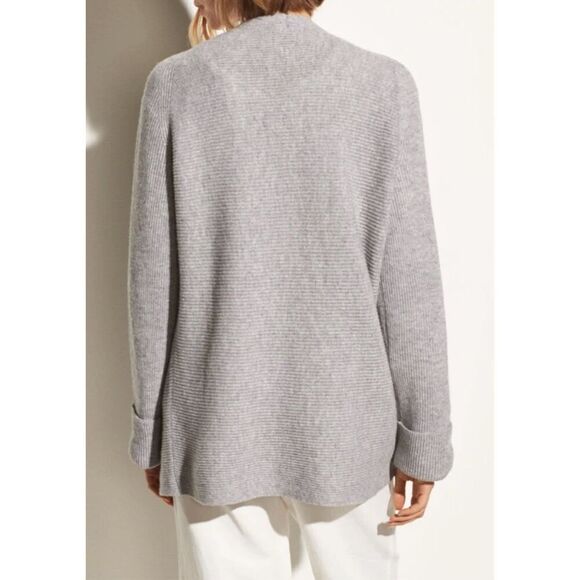 Vince Drape Wool Cashmere Open Front Gray Cardigan sz M retail $395 - Picture 2 of 12